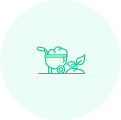 wheelbarrow and leaf icon